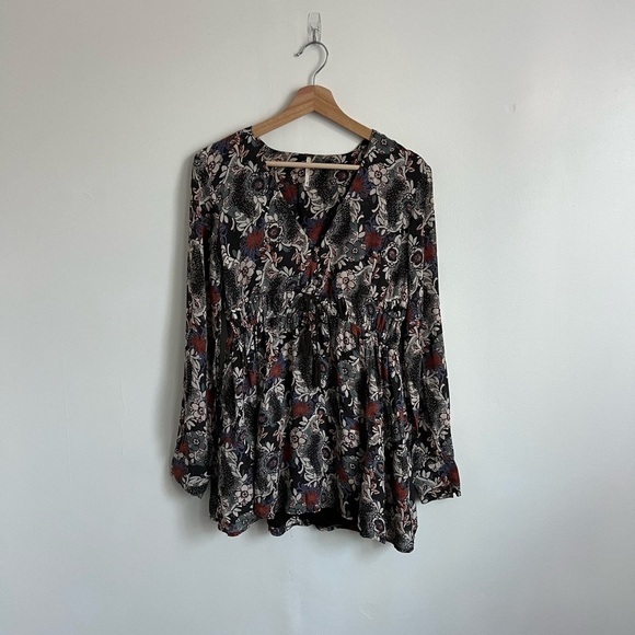 Free People Dark Floral Boho Stealing Fire Tunic Dress - Picture 2 of 7
